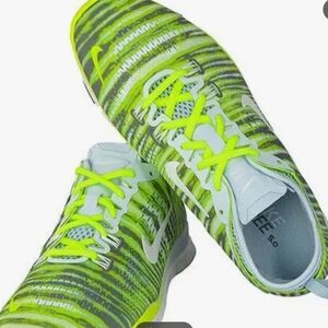 Vibrant Green and Gray Athletic Shoes
